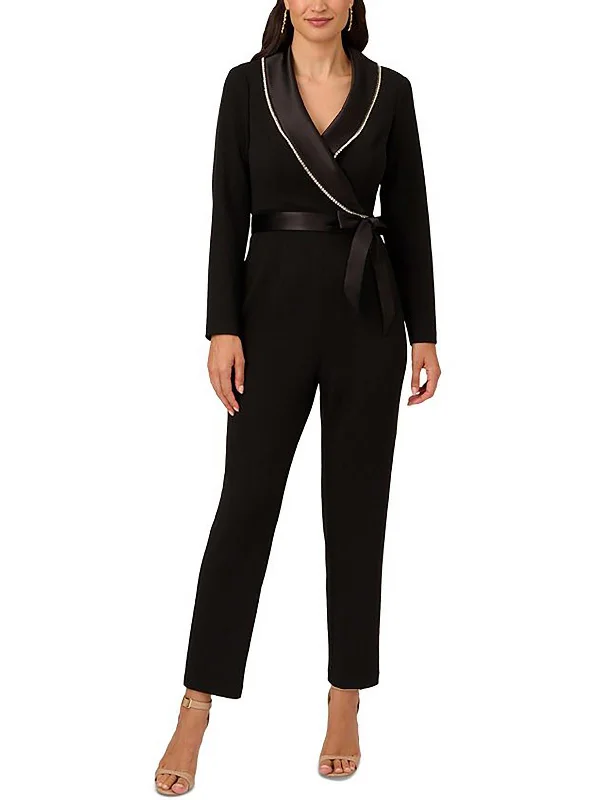 women's cropped jumpsuitsWomens Embellished Tuxedo Jumpsuit