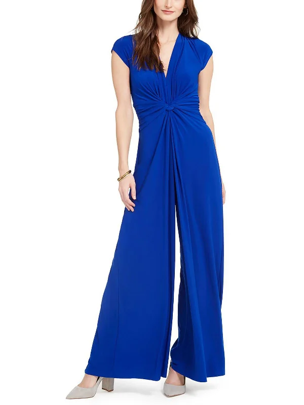 women's jumpsuits with rufflesWomens Pleated V-Neck Jumpsuit