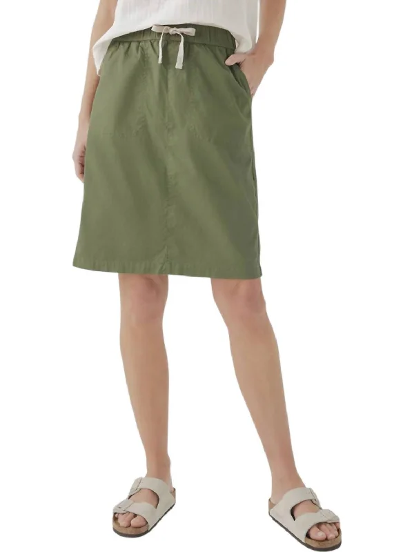 women's button-down high-slit skirts for weddingsDaily Twill Skirt In Olive