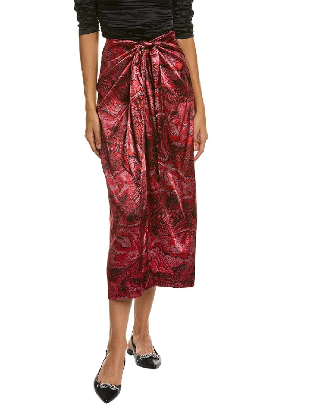 women's lightweight linen skirts for warm weatherGANNI Satin Silk-Blend Midi Skirt