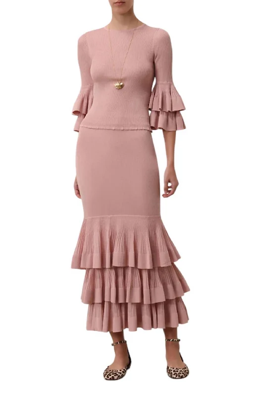 women's pleated skirtsIllustration Tiered Skirt In Pink