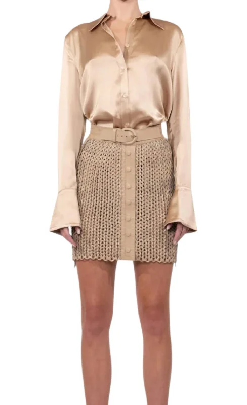 women's silk skirtsKaiden Skirt In Sand