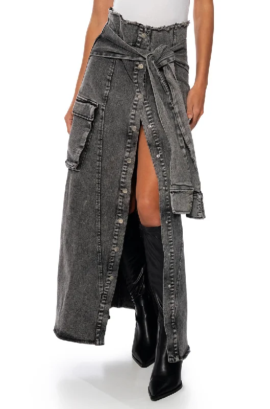 women's chiffon skirtsNEXT UP BLEACHED DENIM MAXI SKIRT