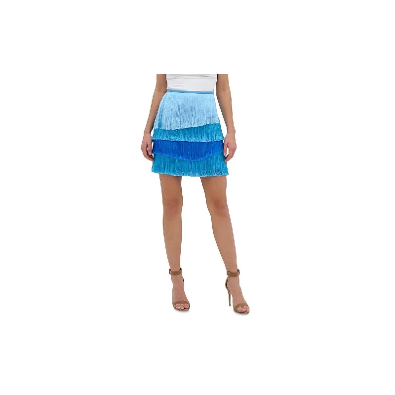 women's handmade casual skirtsOdelia Womens Fringe Tiered Mini Skirt