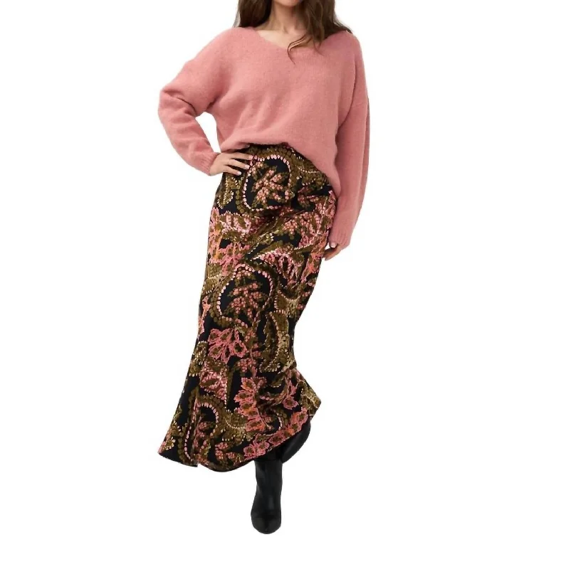 women's versatile work skirtsPrinted Maxi Skirt In Global Flower