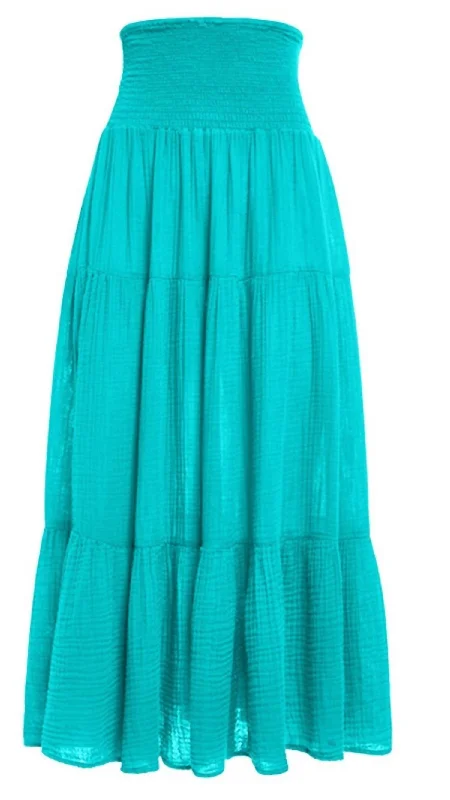 women's vintage leather skirtsSmock Maxi Skirt In Emerald Bay