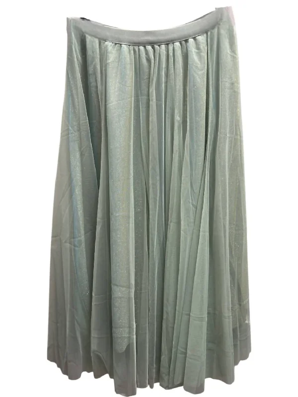 women's checked skirtsSparkly With Mesh Layer Skirt In Sage Green