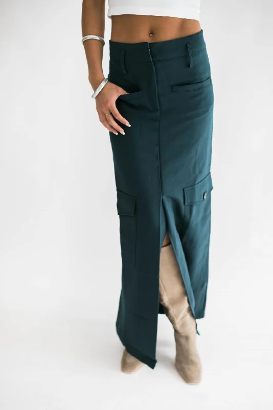 women's high-slit skirtsTasha Cargo Maxi Skirt In Green