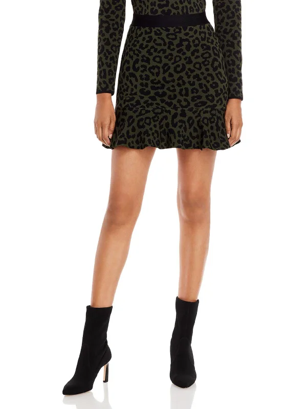 women's mini skirtsWomens Animal Print Jacquard Mini Skirt