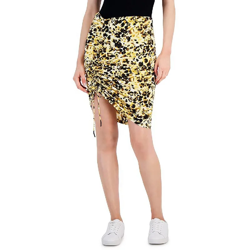 women's spring mini skirtsWomens Ruched Above Knee Mini Skirt