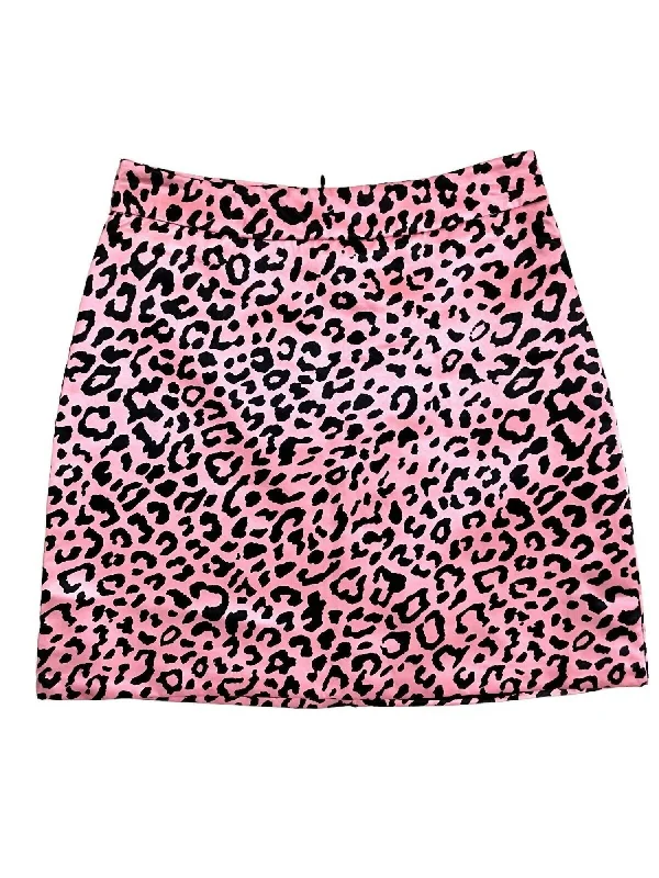 women's high-slit skirtsWomen's Satin Animal Print Mini Skirt In Pink