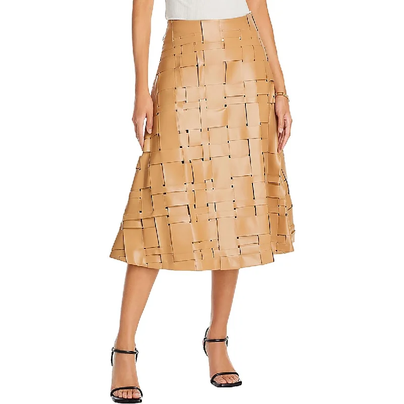 women's summer midi skirtsWomens Vegan Leather Midi Midi Skirt