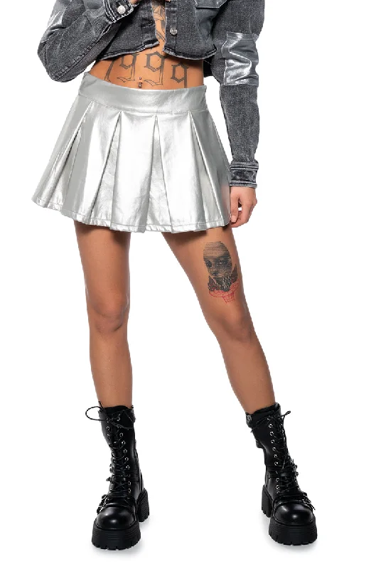 women's velvet mini skirtsYOURS TRULY METALLIC MICRO MINI SKORT